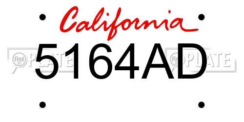 5164AD California License Plate