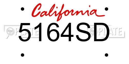 5164SD California License Plate