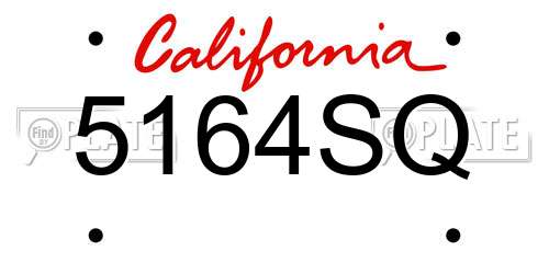 5164SQ California License Plate