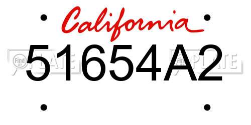 51654A2 California License Plate
