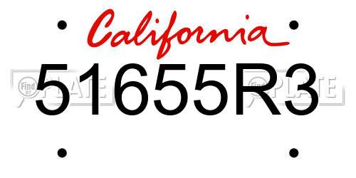 51655R3 California License Plate