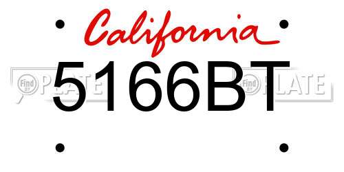 5166BT California License Plate