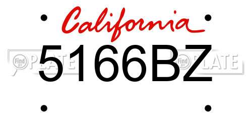 5166BZ California License Plate