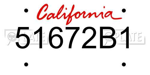 51672B1 California License Plate