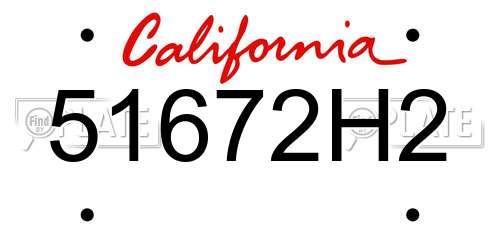 51672H2 California License Plate