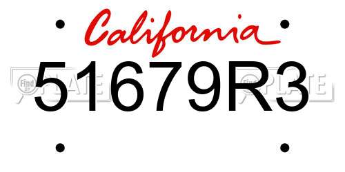 51679R3 California License Plate