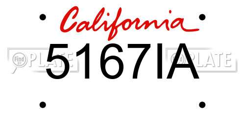 5167IA California License Plate