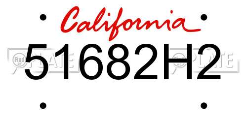 51682H2 California License Plate