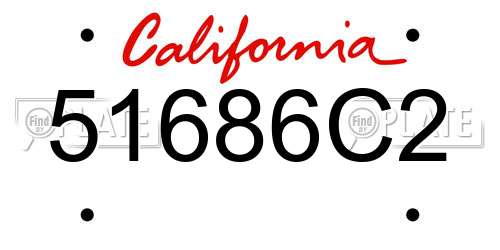 51686C2 California License Plate