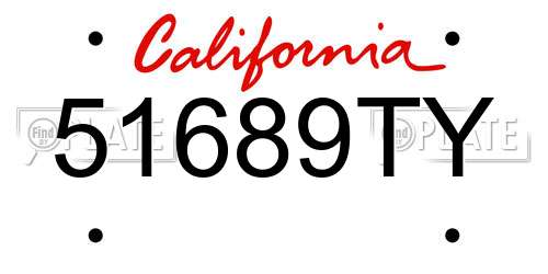 51689TY California License Plate