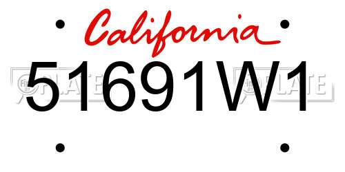 51691W1 California License Plate