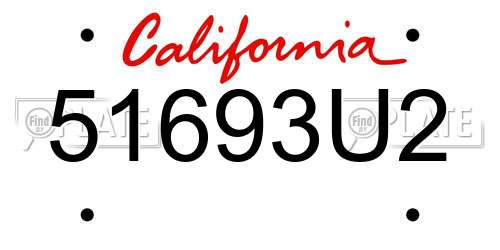 51693U2 California License Plate