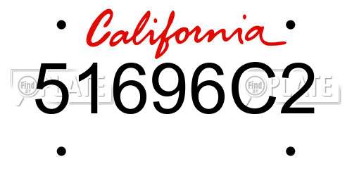 51696C2 California License Plate