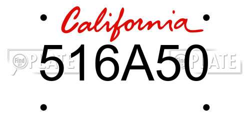 516A50 California License Plate