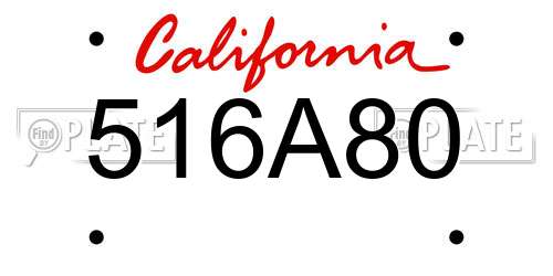 516A80 California License Plate