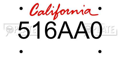 516AA0 California License Plate