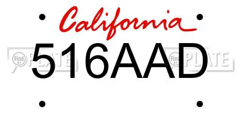 516AAD California License Plate