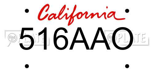 516AAO California License Plate