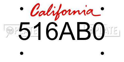 516AB0 California License Plate