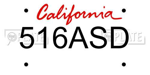 516ASD California License Plate