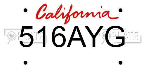 516AYG California License Plate