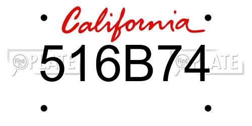 516B74 California License Plate