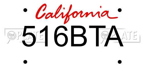 516BTA California License Plate