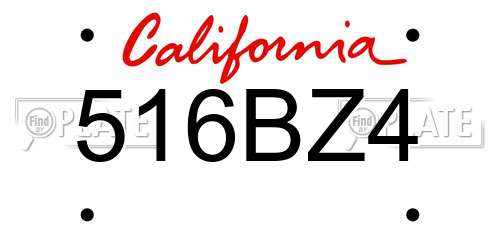 516BZ4 California License Plate