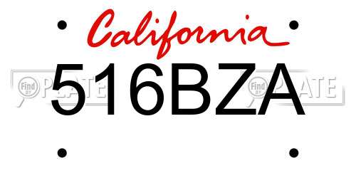 516BZA California License Plate
