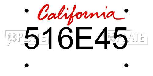 516E45 California License Plate