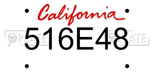 516E48 California License Plate