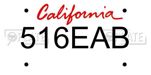 516EAB California License Plate