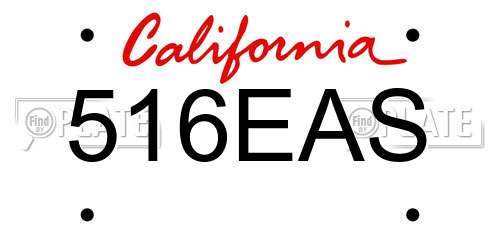 516EAS California License Plate