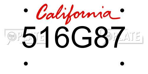 516G87 California License Plate
