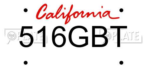 516GBT California License Plate
