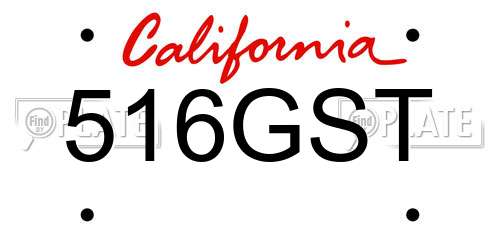 516GST California License Plate
