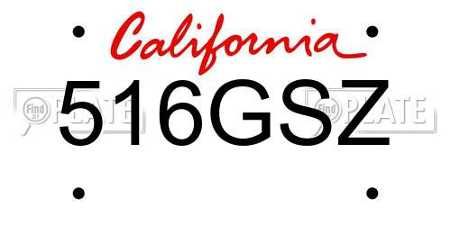 516GSZ California License Plate