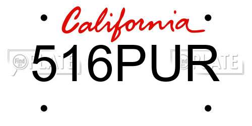 516PUR California License Plate