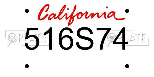 516S74 California License Plate