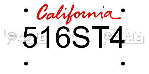 516ST4 California License Plate