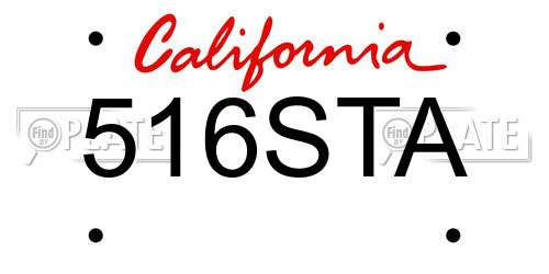 516STA California License Plate