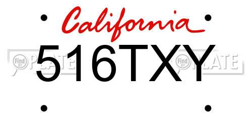 516TXY California License Plate