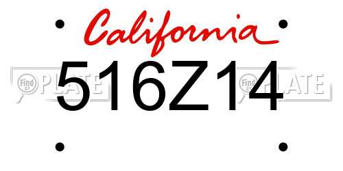516Z14 California License Plate