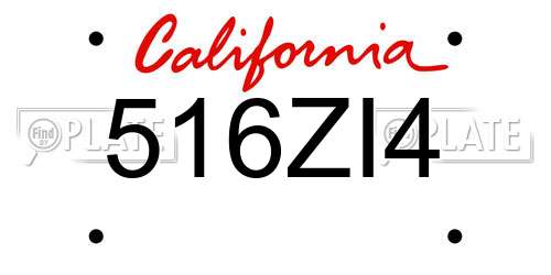 516ZI4 California License Plate