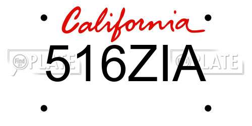 516ZIA California License Plate