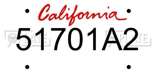 51701A2 California License Plate