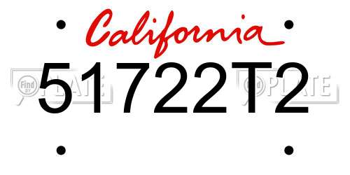 51722T2 California License Plate