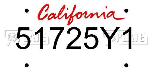 51725Y1 California License Plate