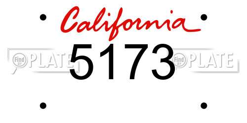 5173 California License Plate