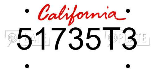 51735T3 California License Plate